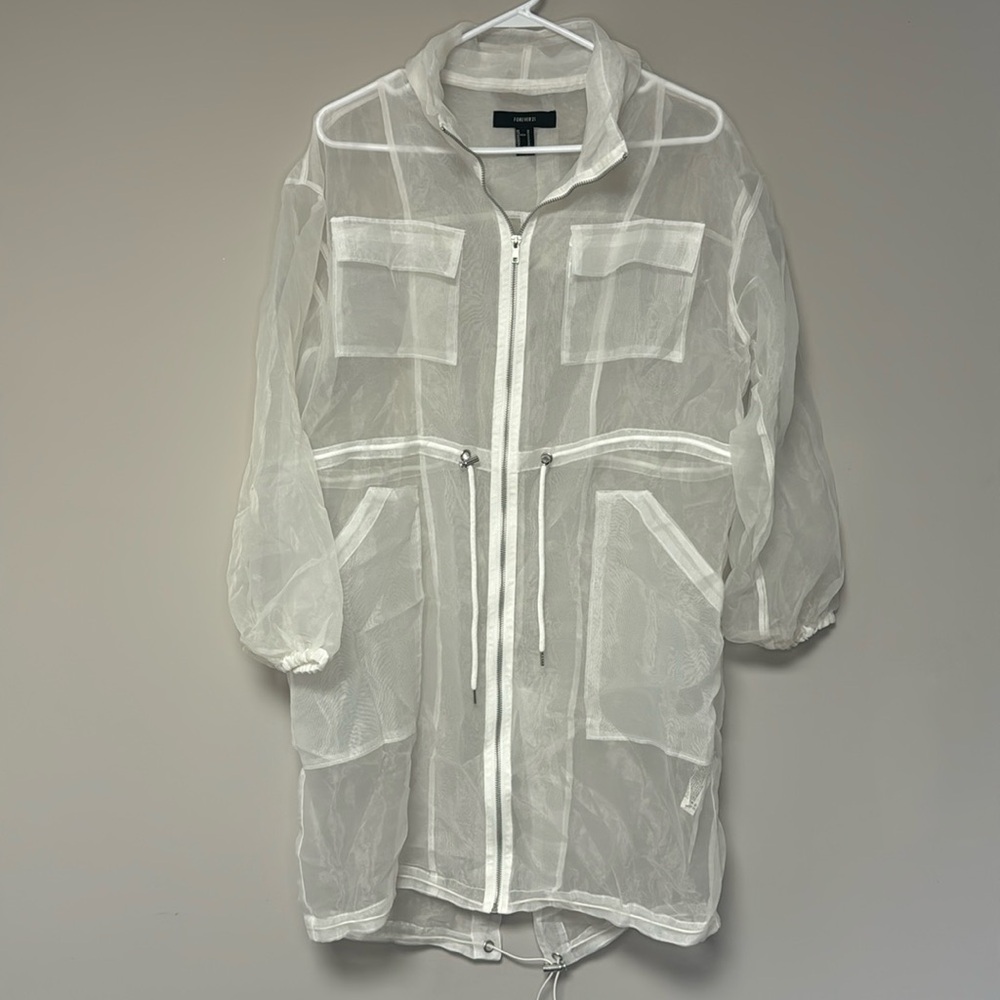 Forever 21 White Transparent Utility Jacket Size M